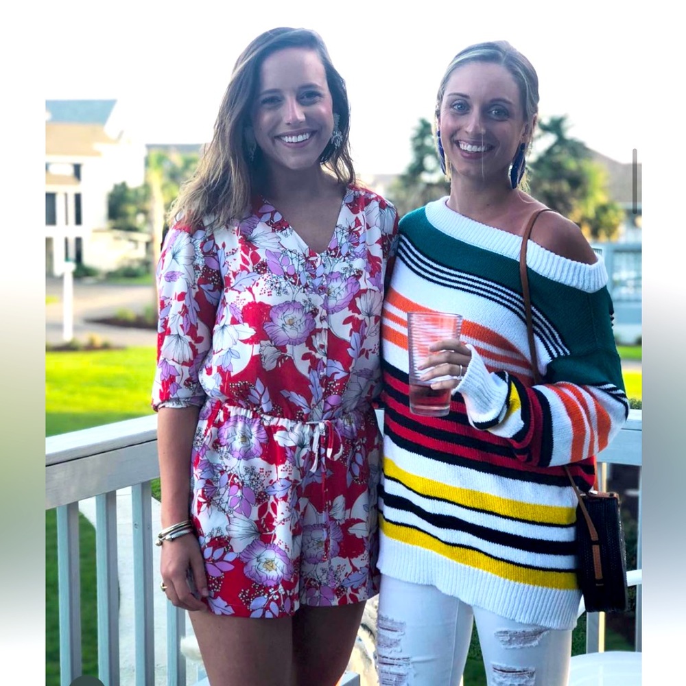Carolina Belle Montreal Floral 3/4 Sleeve Romper